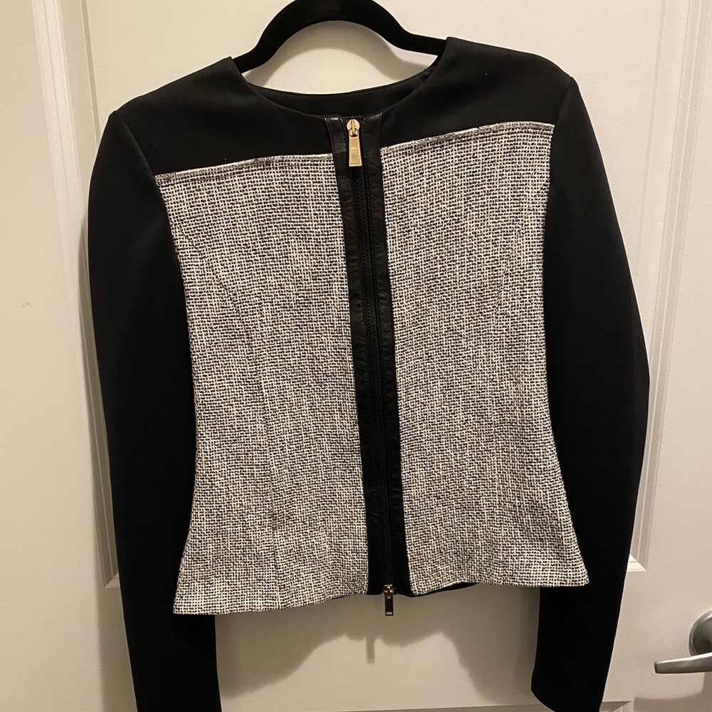 Pinko Leather and Tweed Jacket
